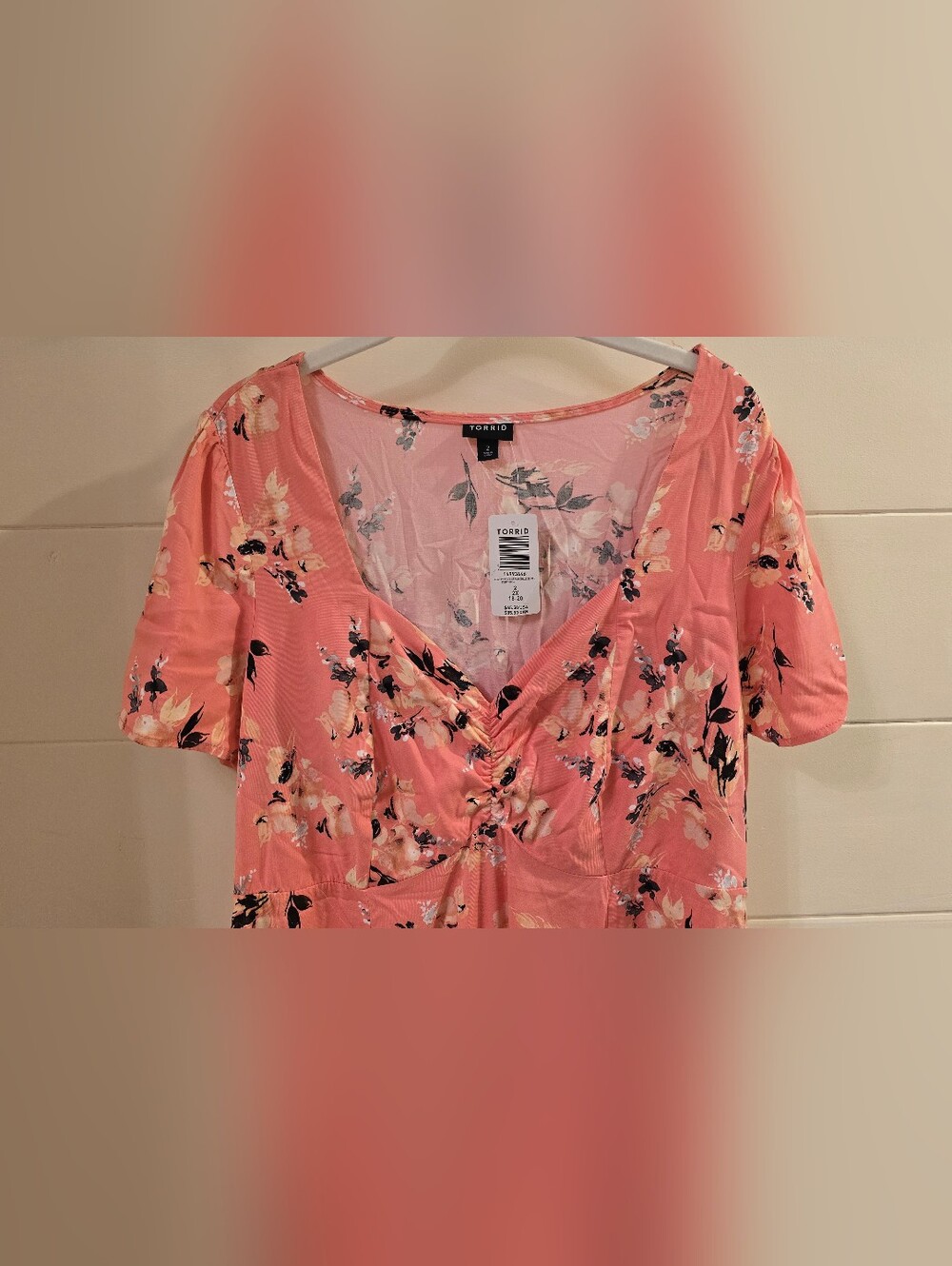 NWT Torrid Coral Pink Floral Midi Dress 2 - Picture 3 of 4